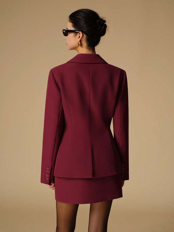Blazer Long Bordeaux | Coupe Ajustée | Élégance Moderne