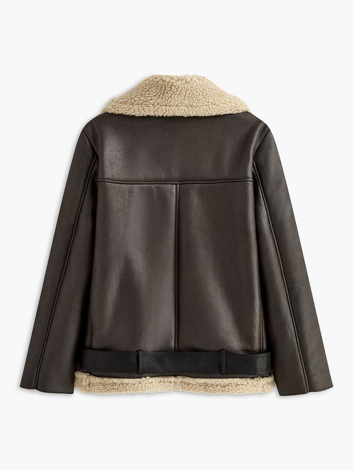 Veste en Cuir Synthétique avec Col en Fausse Fourrure | Élégance Hivernale | Coupe Moderne