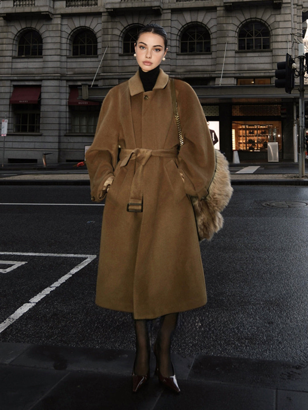 Manteau Long Ceinturé en Laine | Élégance Classique | Confort Hivernal