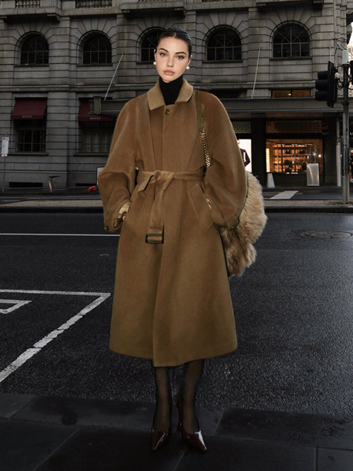 Manteau Long Ceinturé en Laine | Élégance Classique | Confort Hivernal