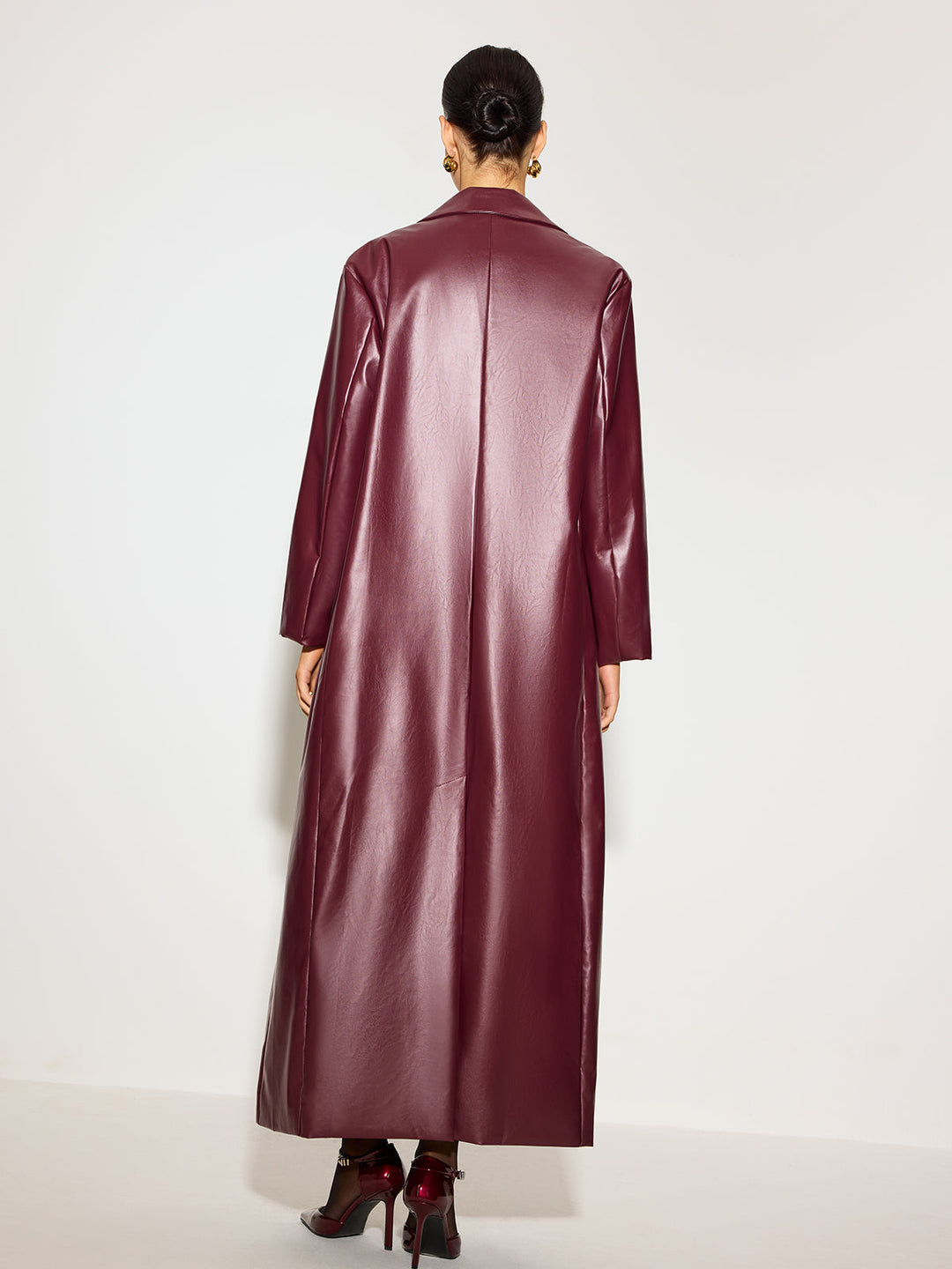 Manteau Long en Similicuir | Effet Vinyle | Glamour Moderne