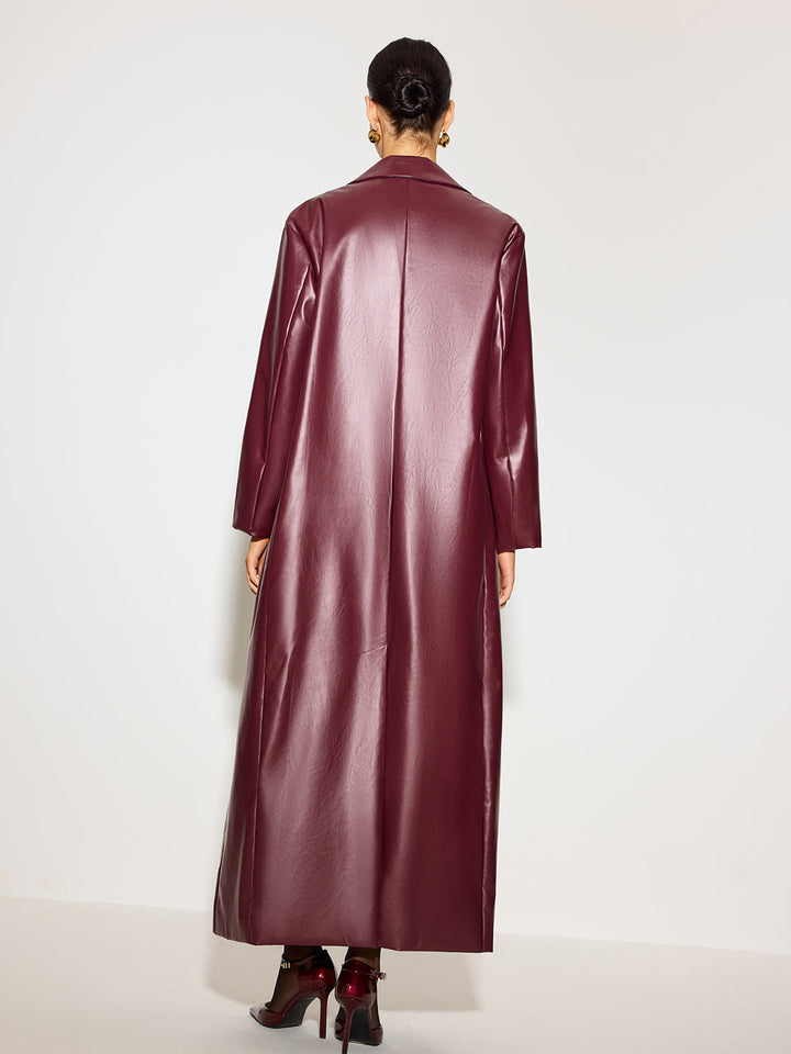 Manteau Long en Similicuir | Effet Vinyle | Glamour Moderne