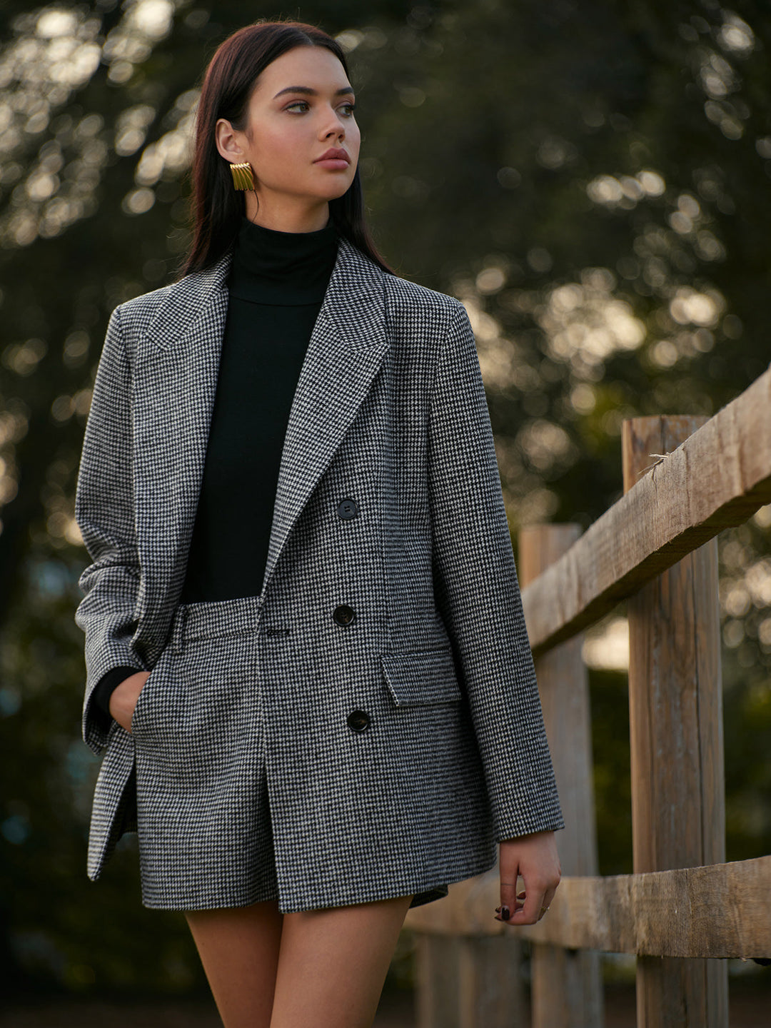 Blazer Oversize | Double Boutonnage | Motif Chevrons