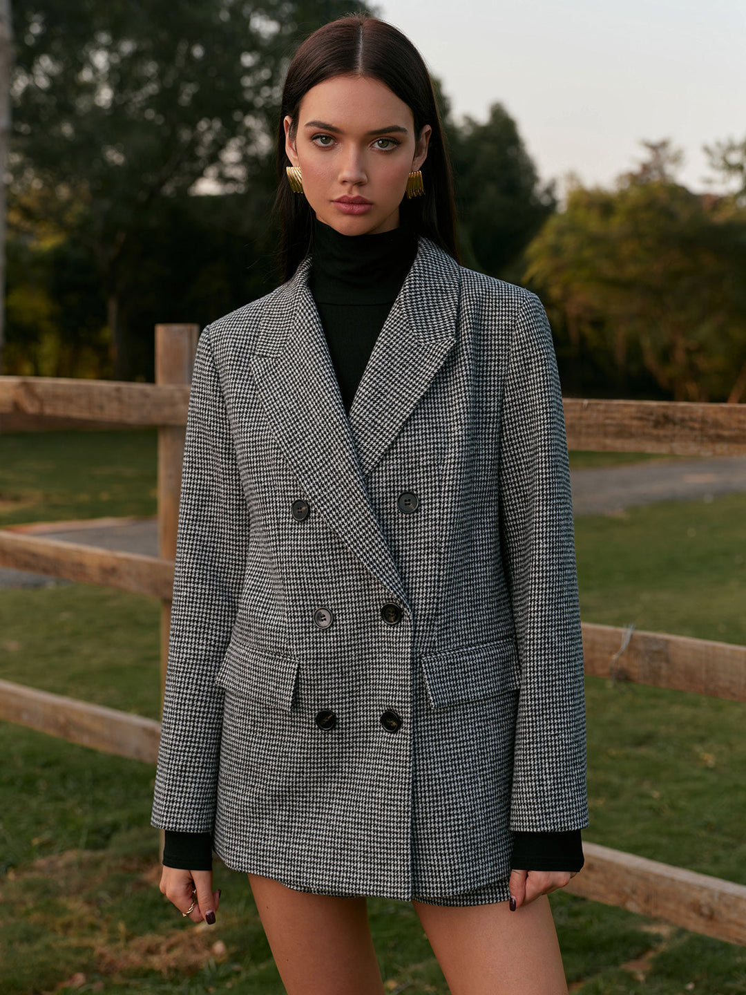 Blazer Oversize | Double Boutonnage | Motif Chevrons