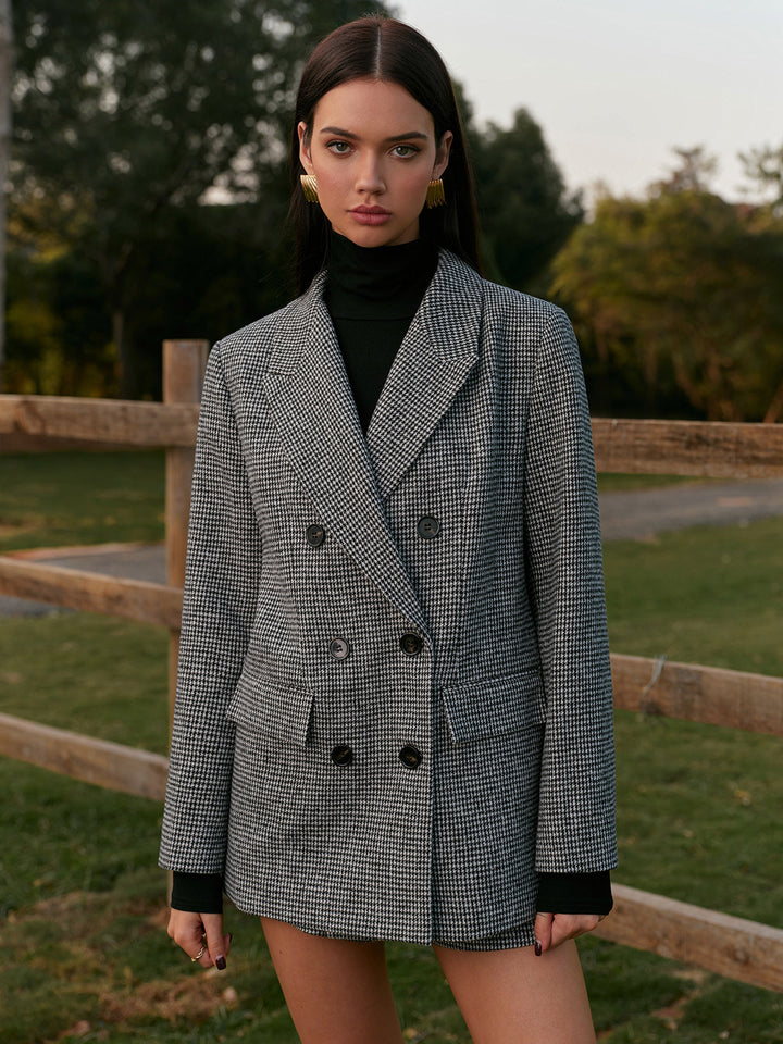Blazer Oversize | Double Boutonnage | Motif Chevrons