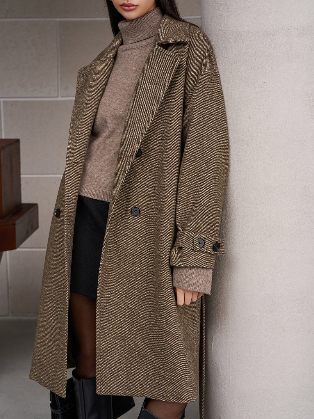 Manteau Long Oversize | Tissu en Laine | Élégance Moderne