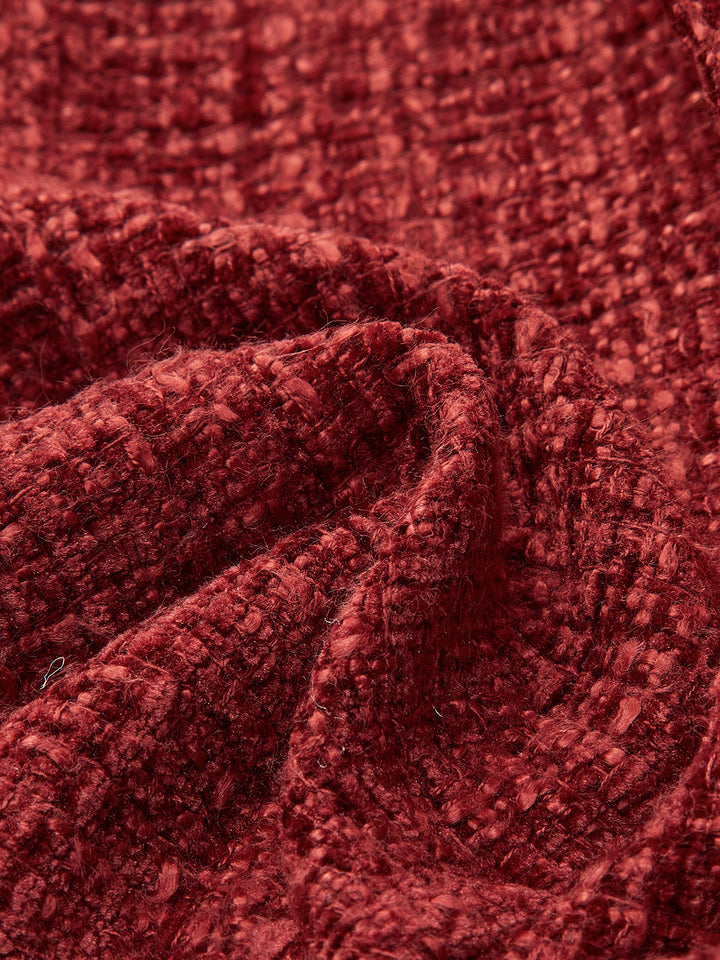 Blazer Rouge en Tweed | Boutons Dorés | Élégance Structurée