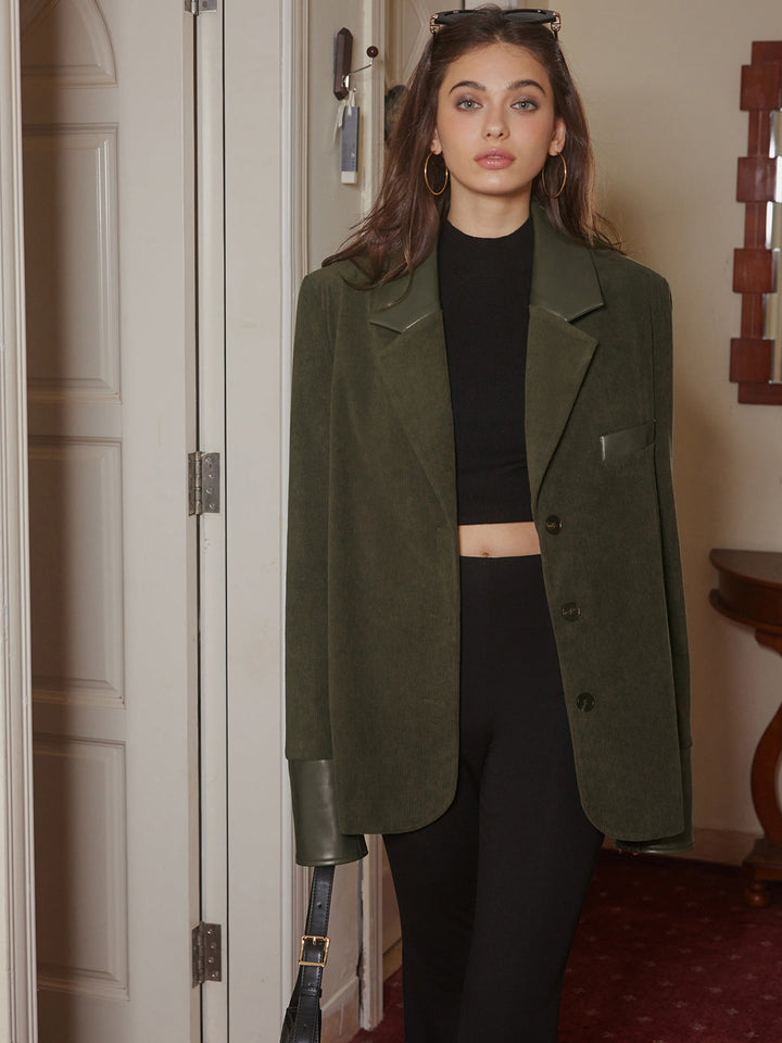 Blazer Oversize en Velours Côtelé | Coupe Décontractée | Élégance Moderne
