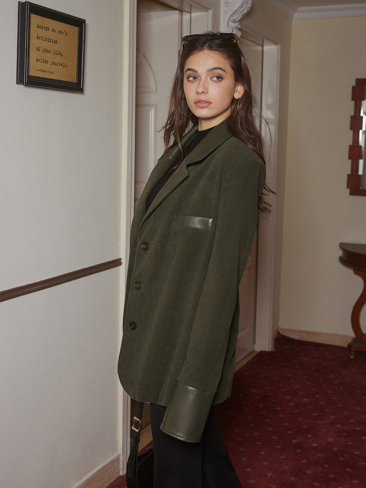 Blazer Oversize en Velours Côtelé | Coupe Décontractée | Élégance Moderne