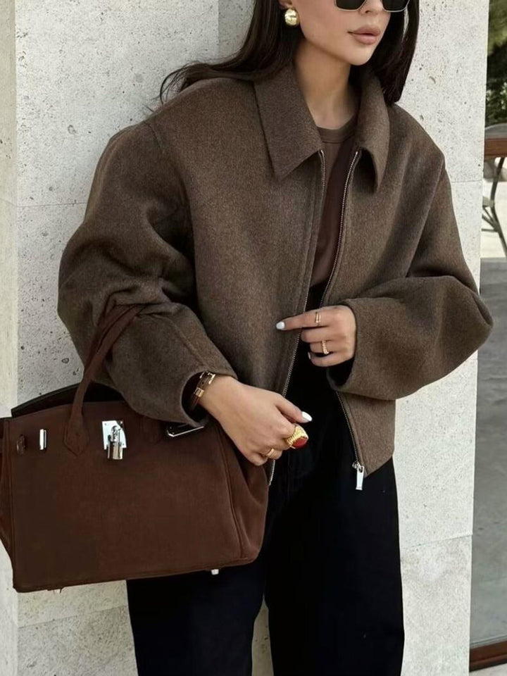 Veste Courte en Laine | Fermeture Zippée | Tons Chaleureux