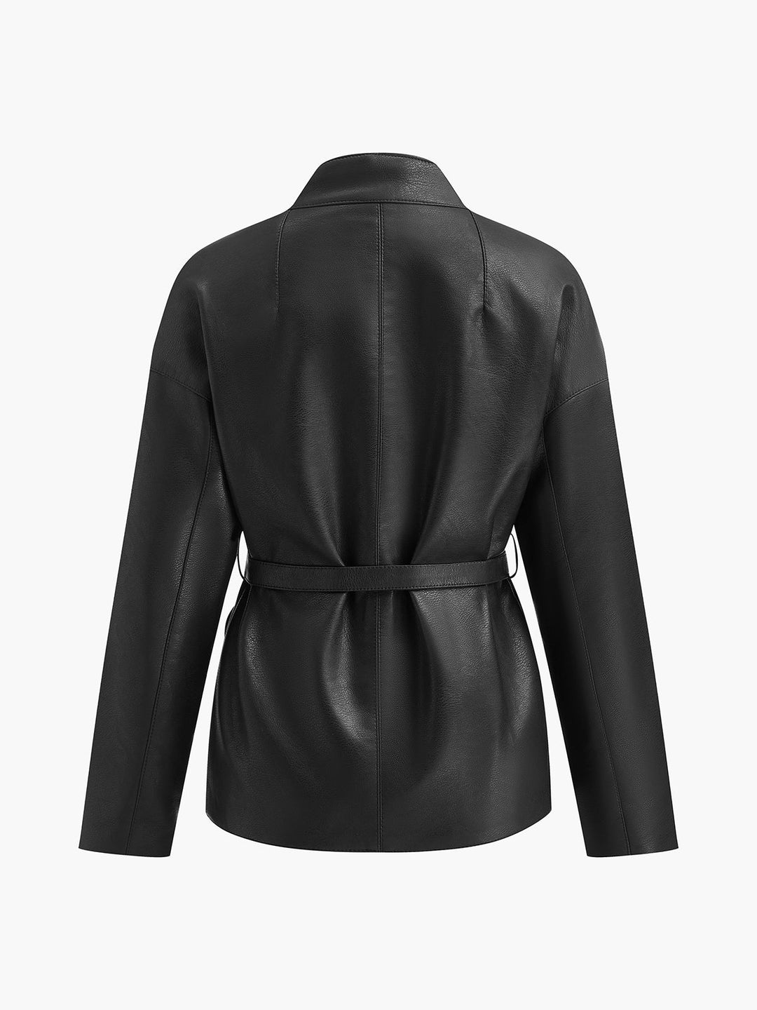 Haut en Similicuir Ceinturé | Noir | Style Moderne et Élégant