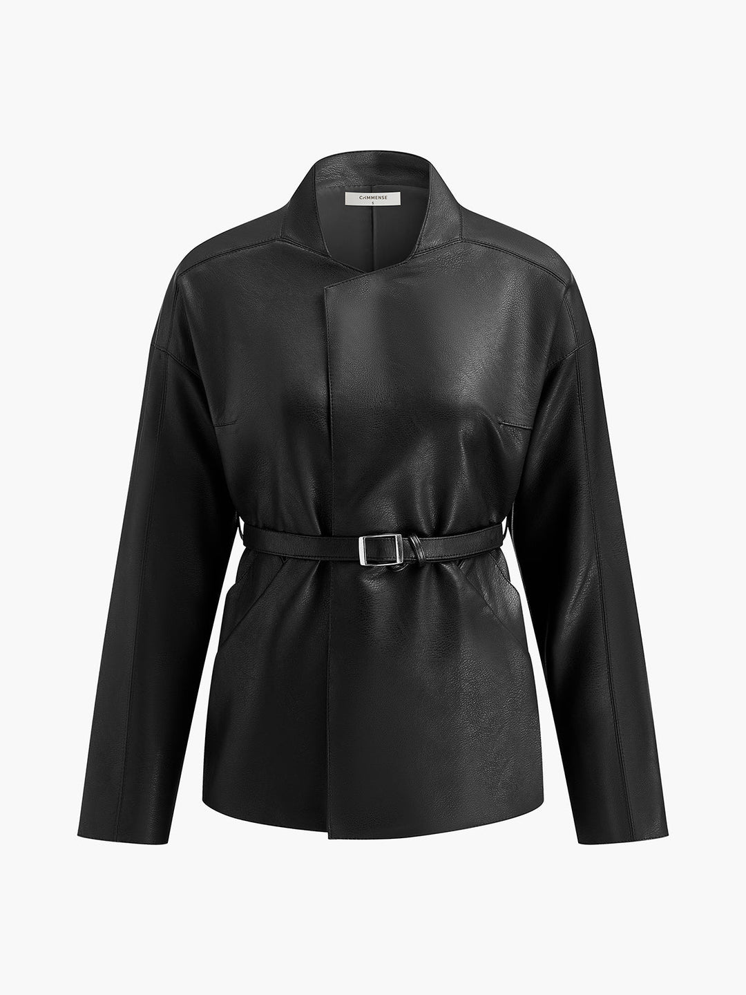 Haut en Similicuir Ceinturé | Noir | Style Moderne et Élégant