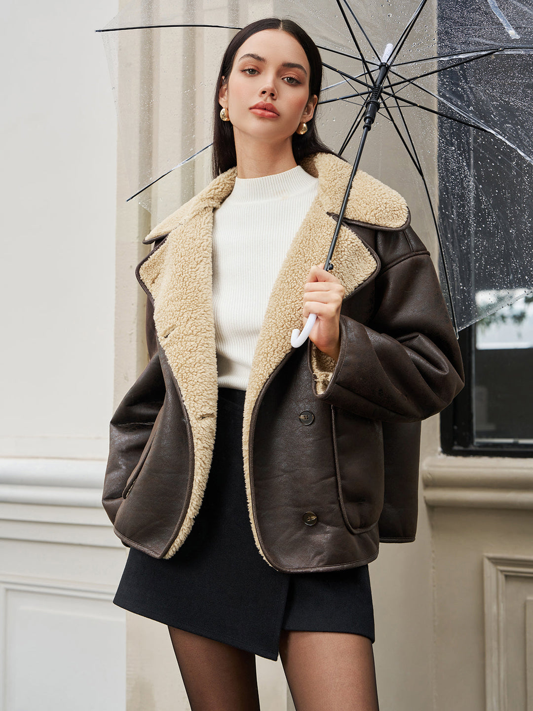 Veste Aviateur en Similicuir | Doublure en Fausse Fourrure | Style Hivernal Chic