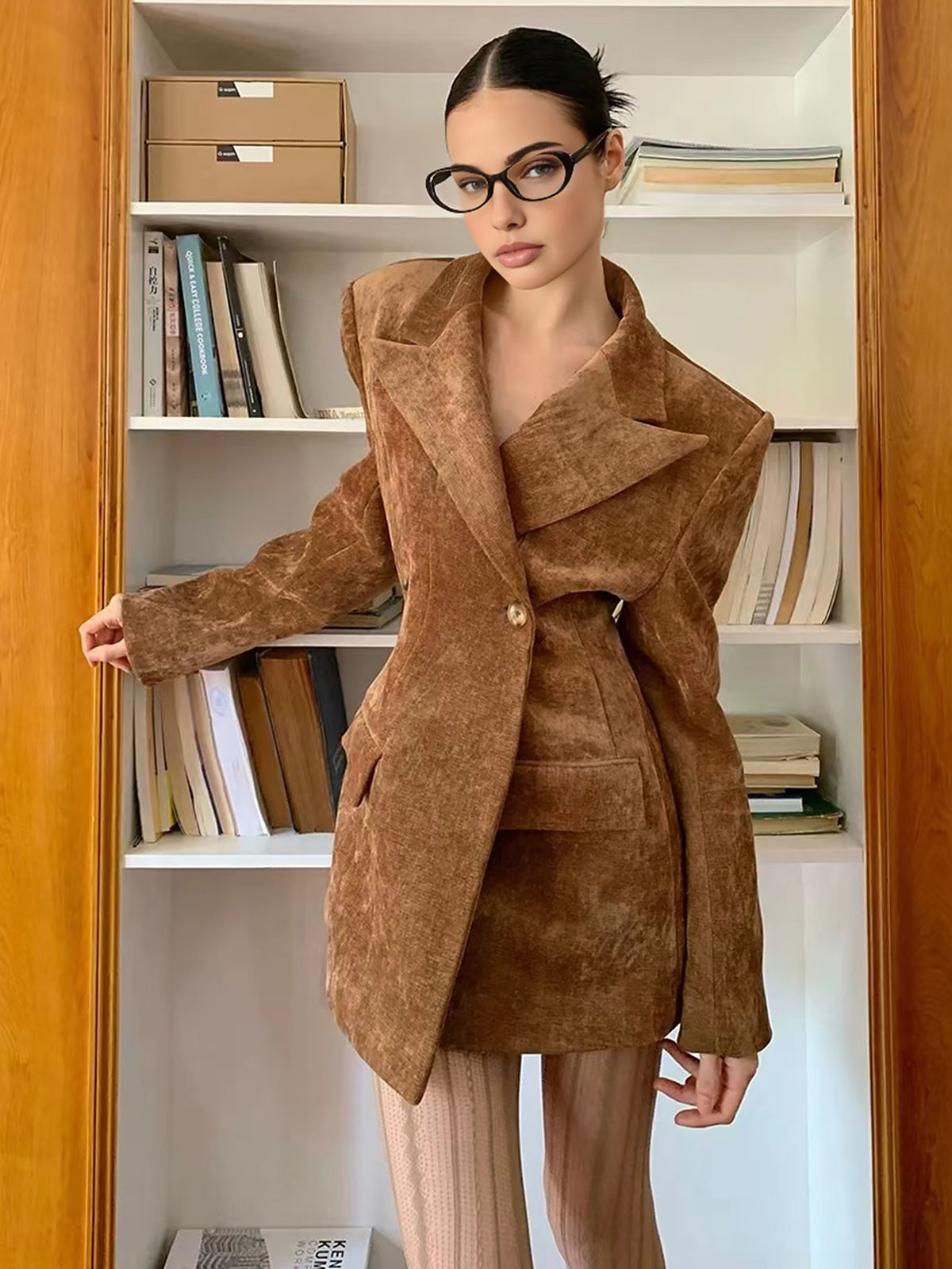 Blazer Robe en Suédine | Effet Daim | Élégance Moderne