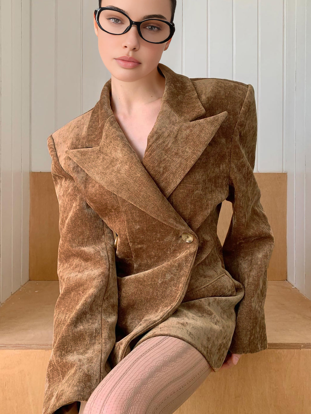 Blazer Robe en Suédine | Effet Daim | Élégance Moderne