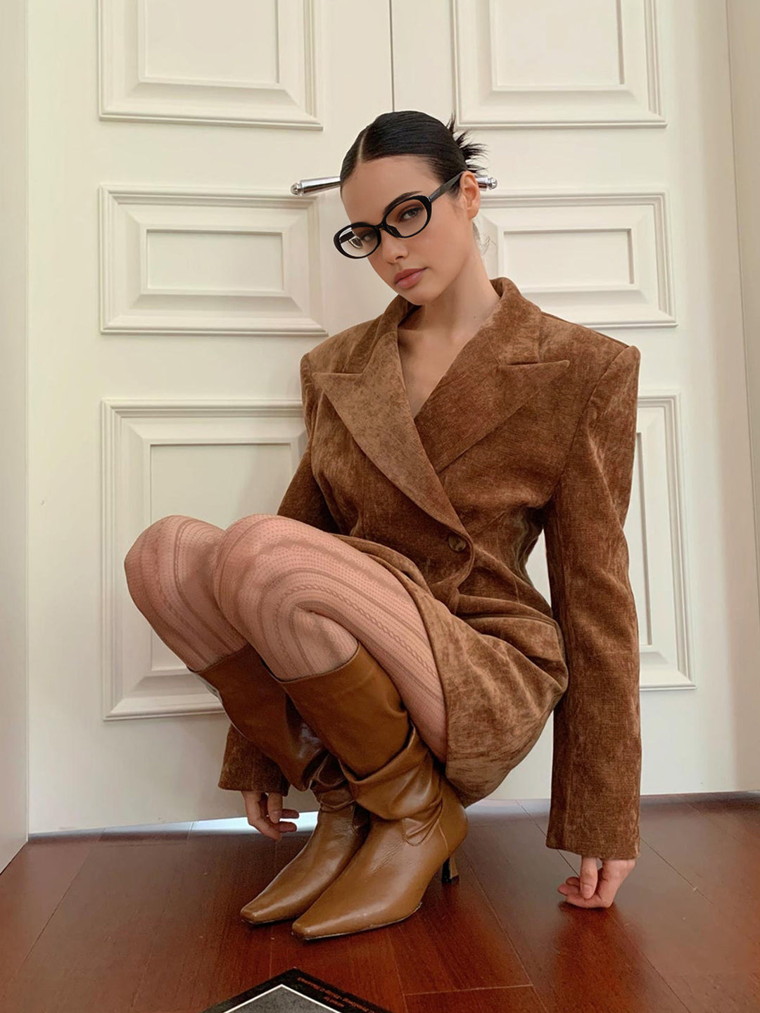 Blazer Robe en Suédine | Effet Daim | Élégance Moderne