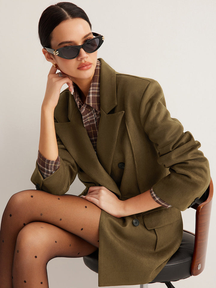 Blazer Oversize | Vert Olive | Élégance Décontractée