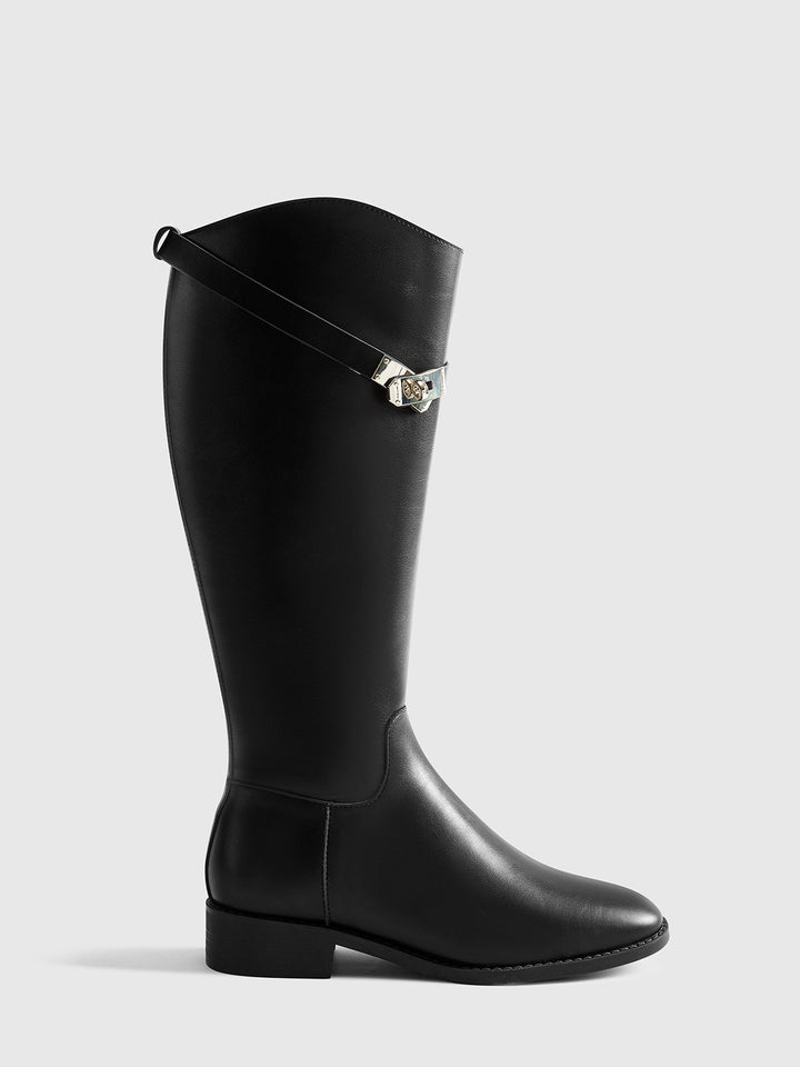 Bottes Hautes Ceinturées Style Chevalier Pour Femme – Chaussures Élégantes Automne Hiver