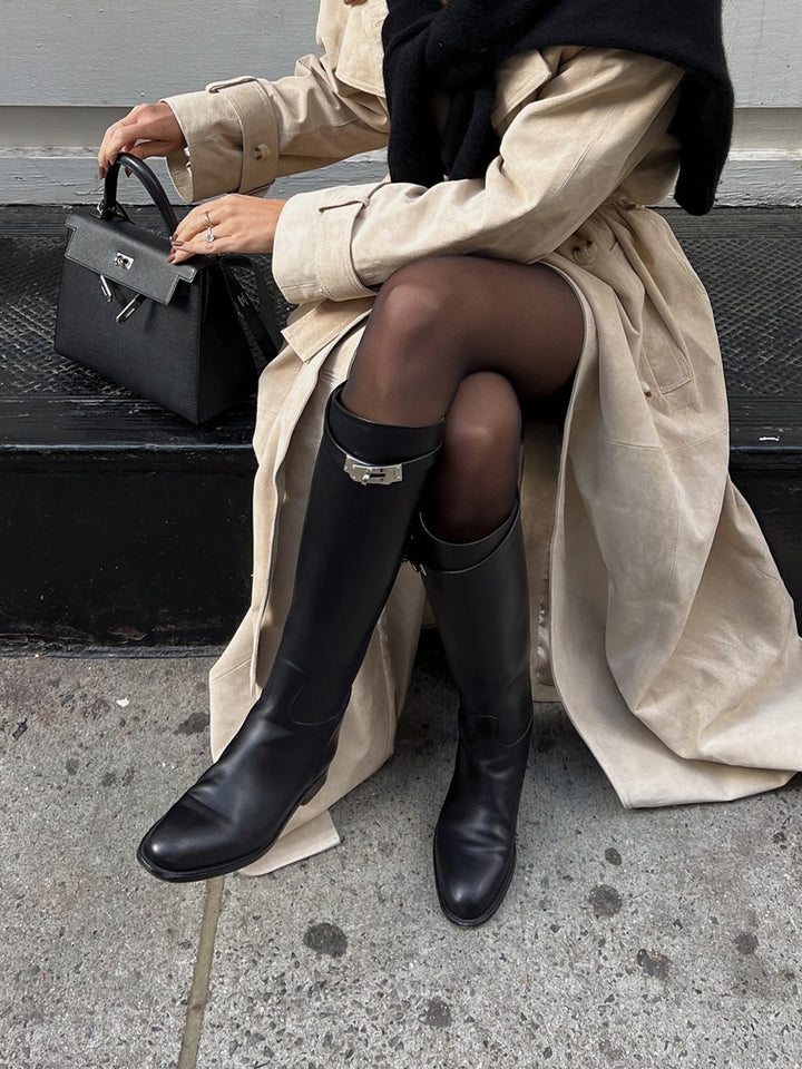 Bottes Hautes Ceinturées Style Chevalier Pour Femme – Chaussures Élégantes Automne Hiver