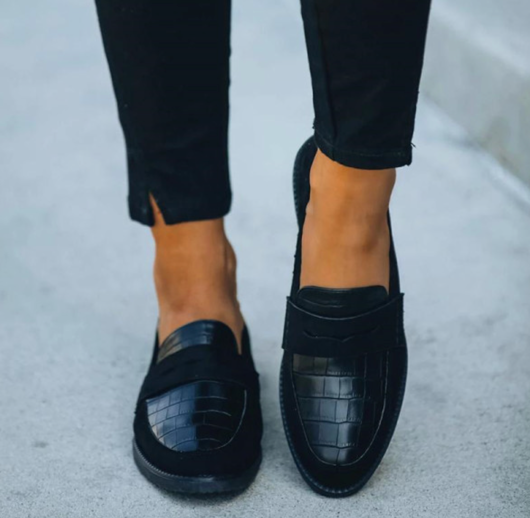 Effie | Mocassins Croco avec Bout Rond pour Femmes