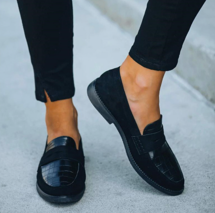 Bernadette | Mocassins à effet croco avec bout rond pour femmes