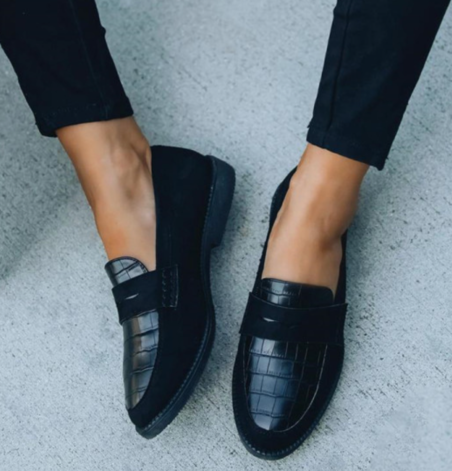 Effie | Mocassins Croco avec Bout Rond pour Femmes