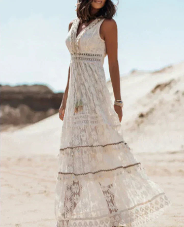 Clémence | Robe de plage bohème avec détails en dentelle pour femmes