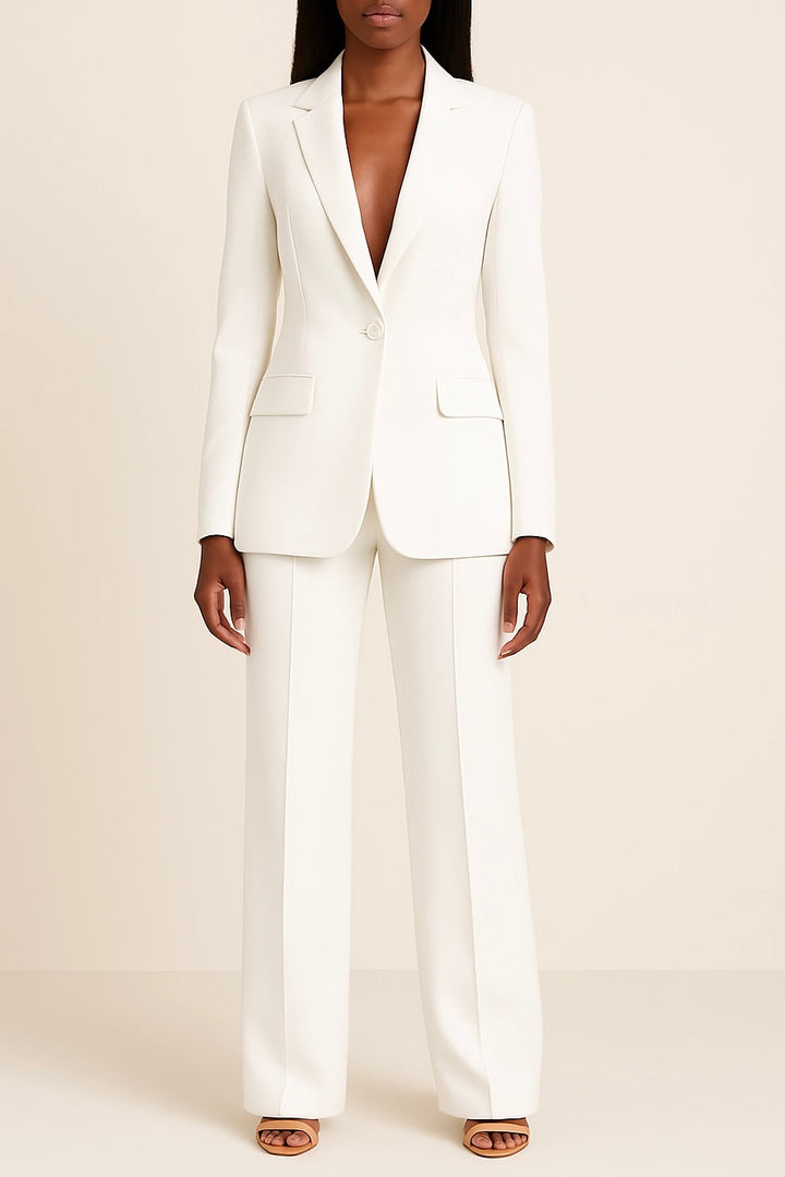 Prestigia | Ensemble Tailleur Veste Cintrée Pantalon Large Élégant Chic Cérémonie Pour Femme