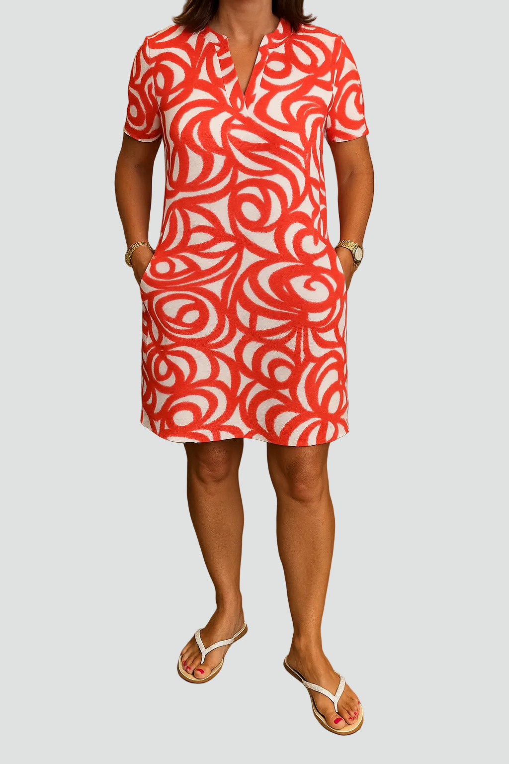 Ajas | Robe à manches courtes pour femme avec imprimé abstrait