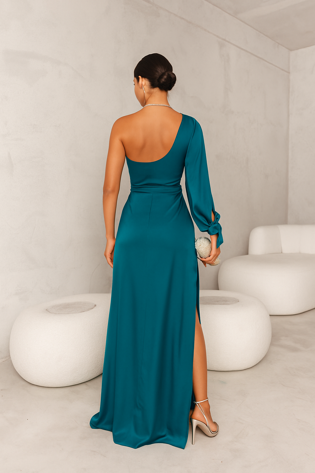 Adaya | Robe longue à épaule unique avec fente haute pour femmes