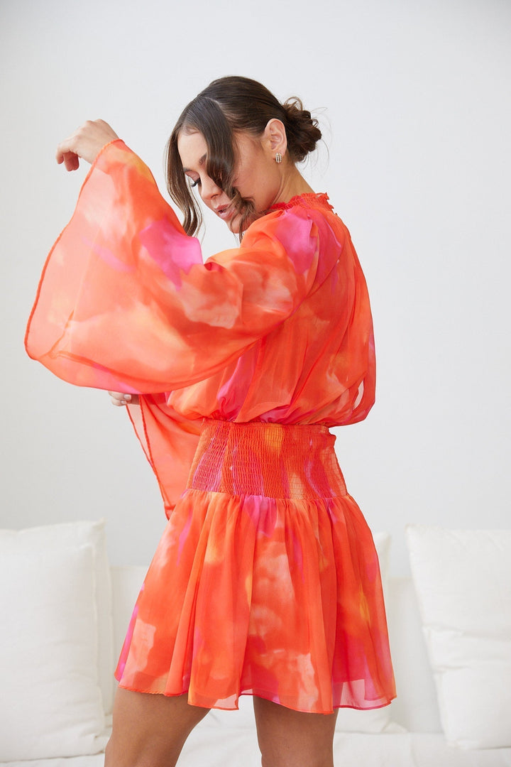 Amandine | Robe mini d'été à manches longues pour femme