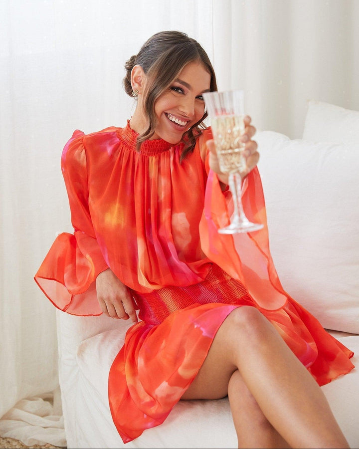 Amandine | Robe mini d'été à manches longues pour femme