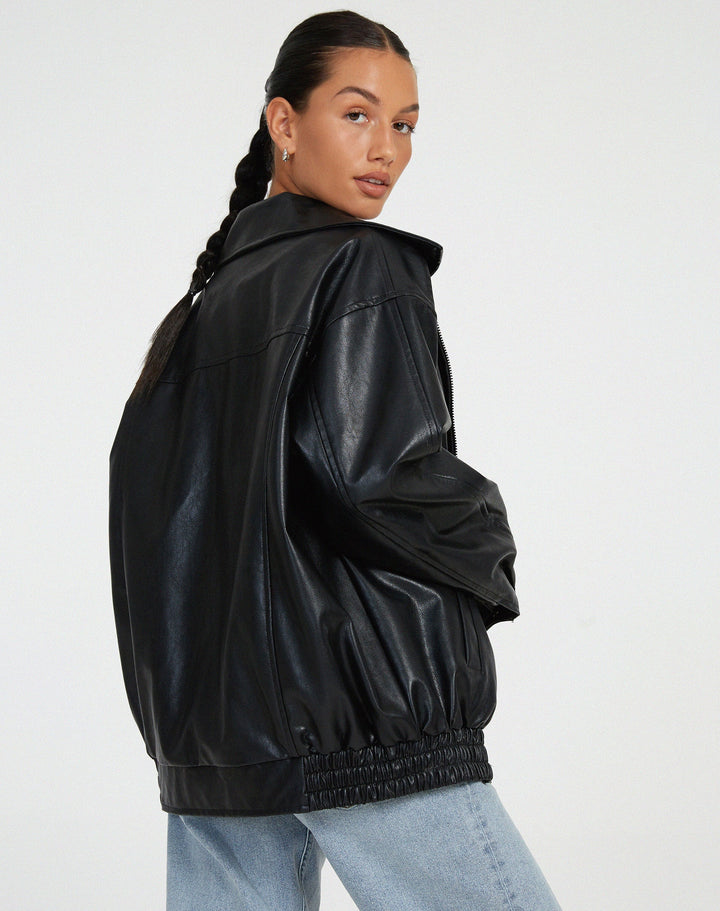 Elisa | Veste oversize en cuir