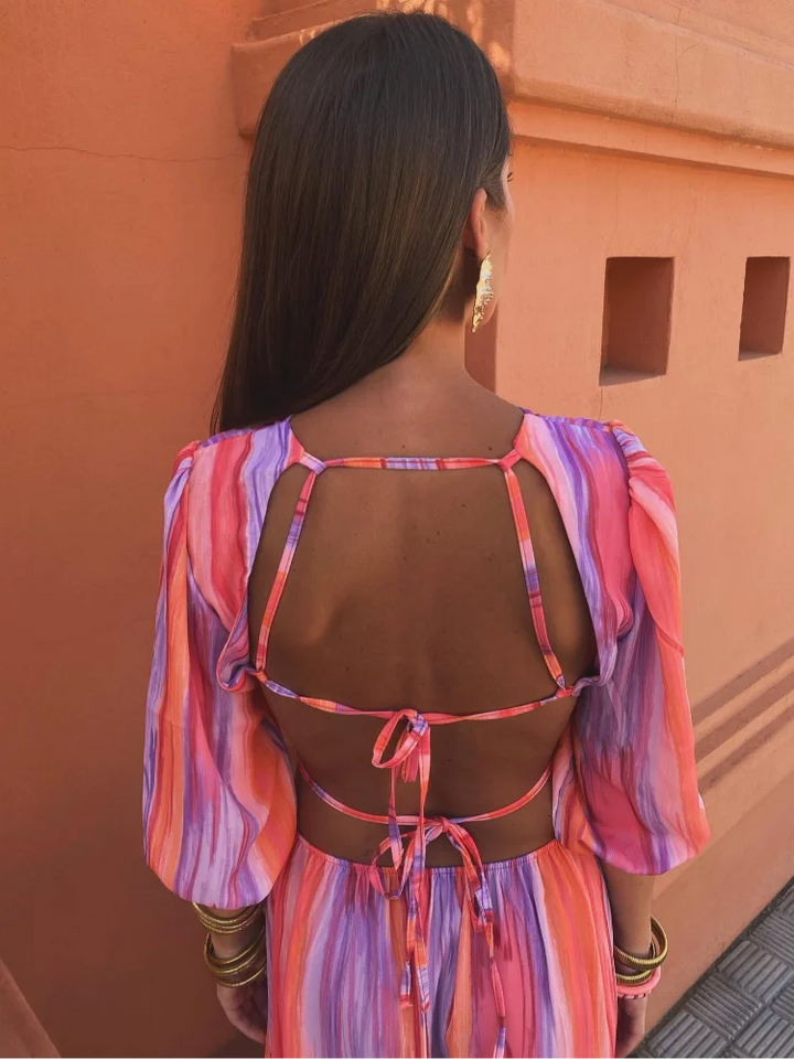Brucea | Robe longue tie-dye à découpe colorée pour femmes