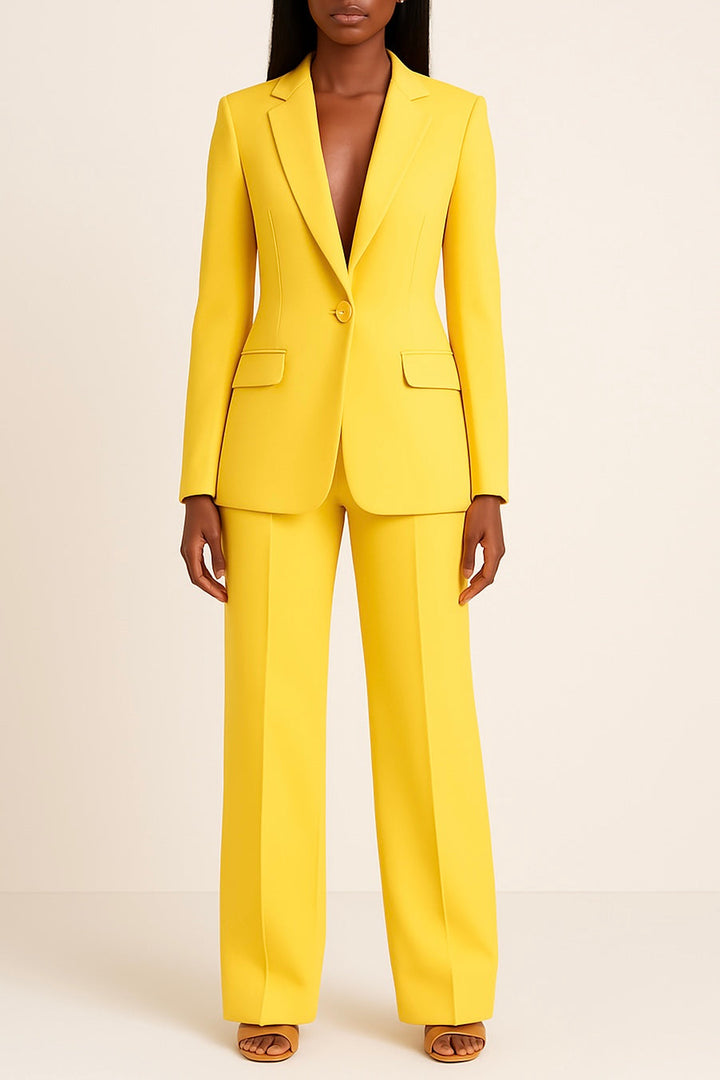Prestigia | Ensemble Tailleur Veste Cintrée Pantalon Large Élégant Chic Cérémonie Pour Femme