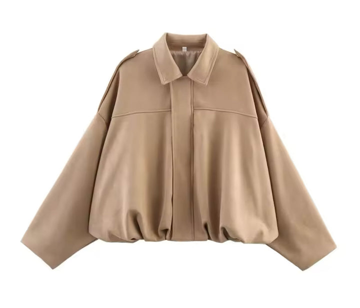 Veste Oversize Style Suède Pour Femmes – Manteau Décontracté Automne/Hiver Avec Poches