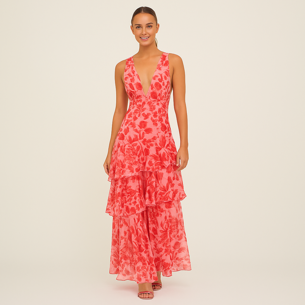 Robe Longue Fleurie à Volants – Élégance Bohème d’Été