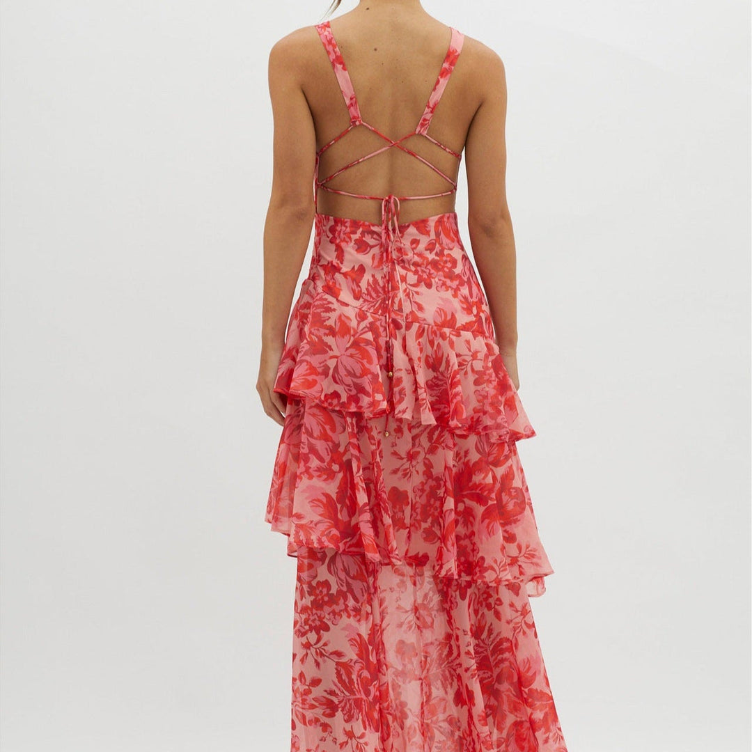 Robe Longue Fleurie à Volants – Élégance Bohème d’Été