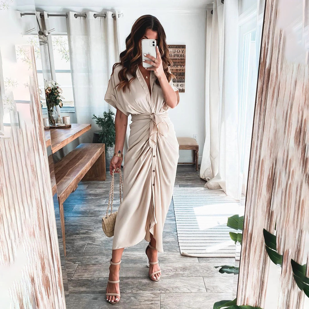 Belinda | Robe à boutons avec détail à la taille pour femmes