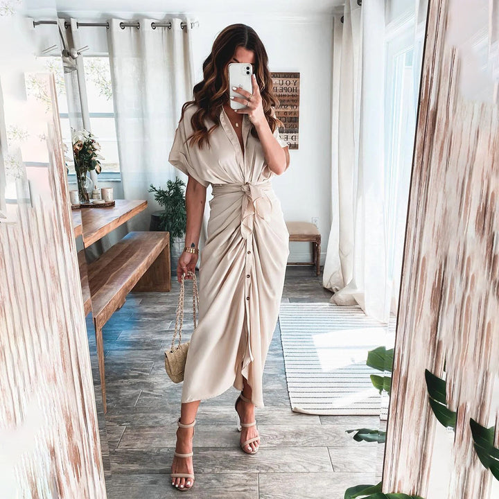 Belinda | Robe à boutons avec détail à la taille pour femmes