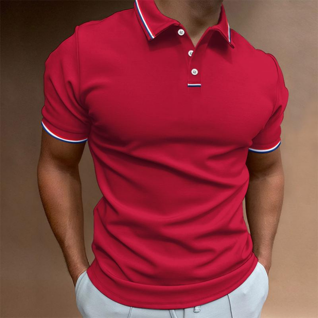 Polo Léandre, le polo léandre mise sur une coupe uni et un col rayé signature