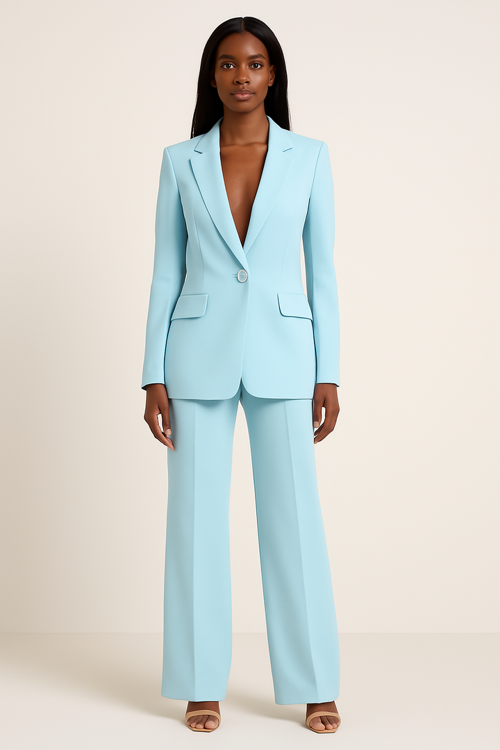 Prestigia | Ensemble Tailleur Veste Cintrée Pantalon Large Élégant Chic Cérémonie Pour Femme