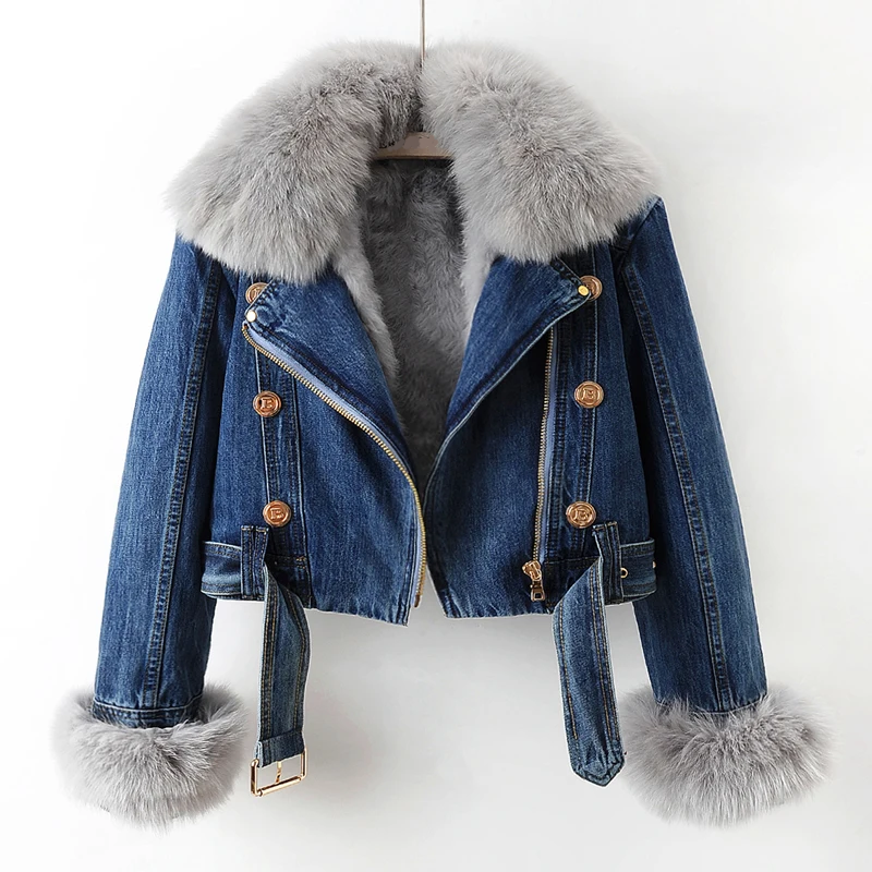 Veste en Jean avec Fausse Fourrure | Glamour & Audacieuse | Coupe Courte
