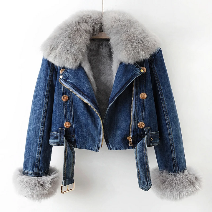 Veste en Jean avec Fausse Fourrure | Glamour & Audacieuse | Coupe Courte