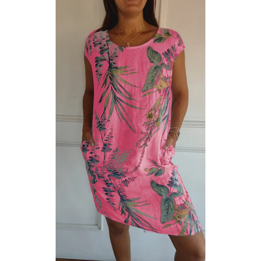 Nathalie | Robe d'été en lin avec imprimé floral pour femmes