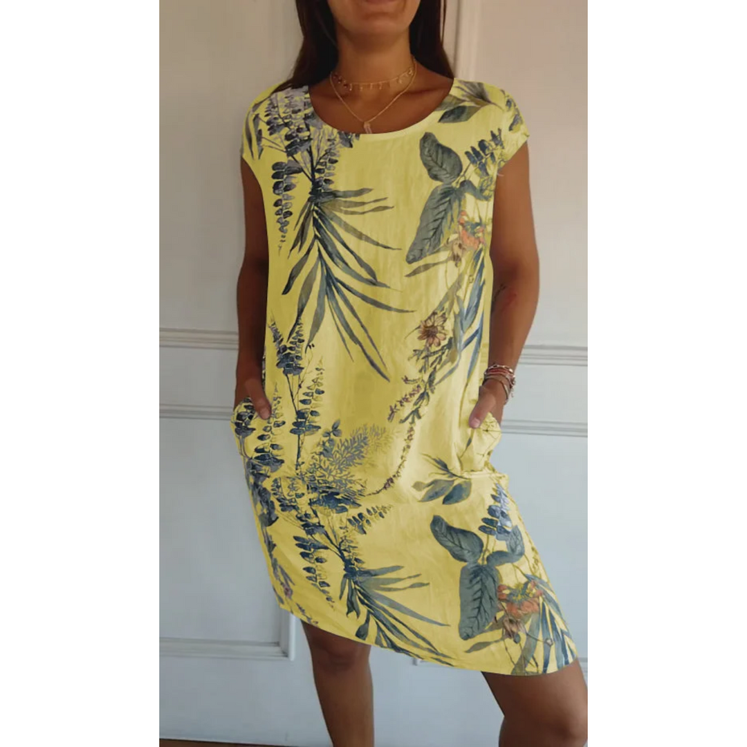 Nathalie | Robe d'été en lin avec imprimé floral pour femmes