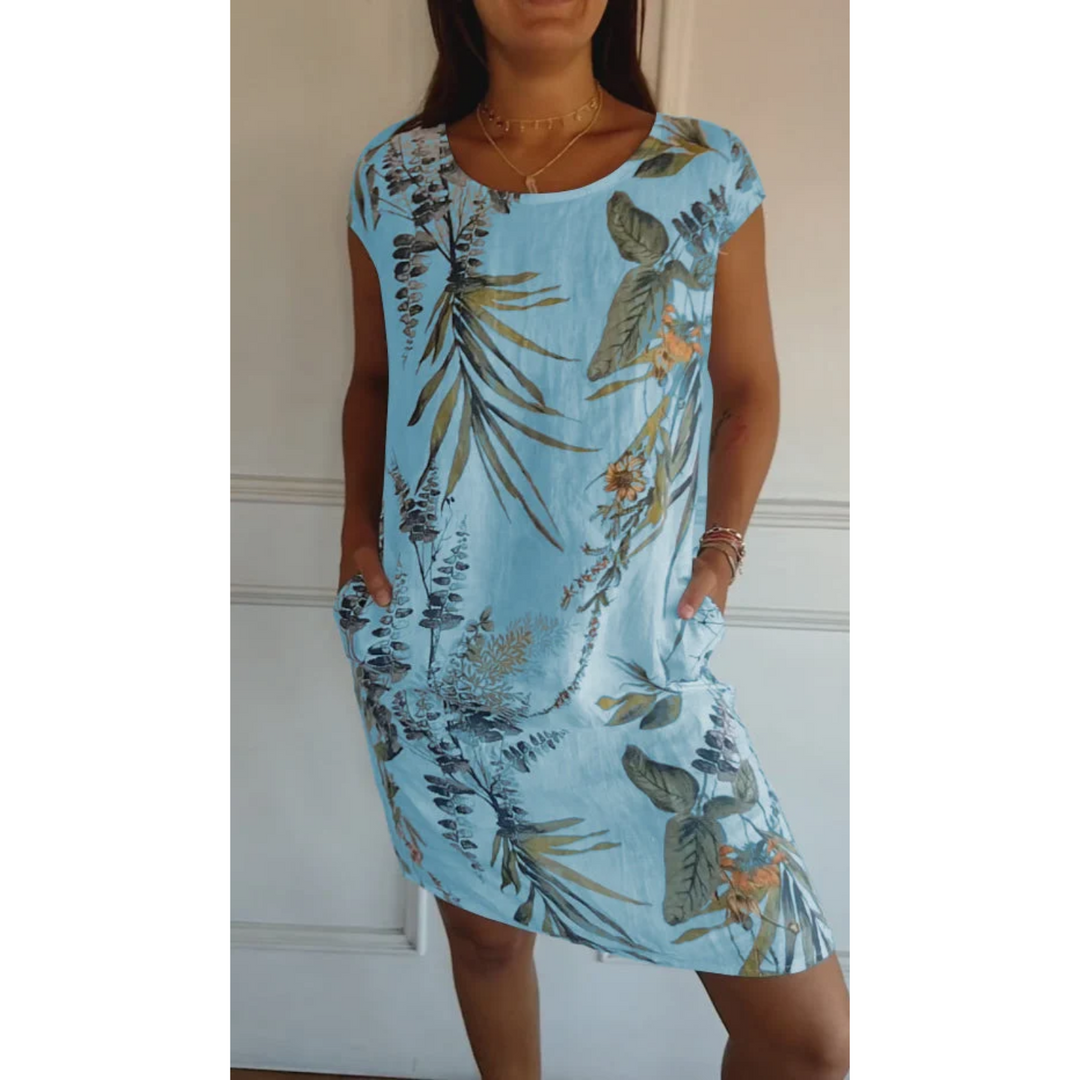 Nathalie | Robe d'été en lin avec imprimé floral pour femmes
