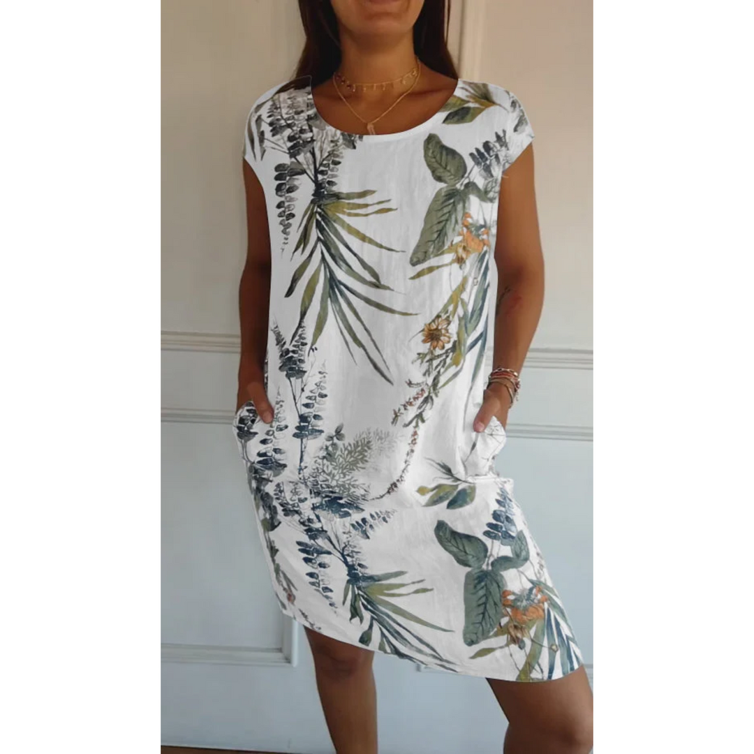Nathalie | Robe d'été en lin avec imprimé floral pour femmes