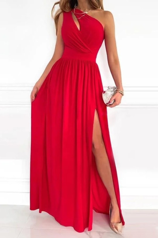 Brette | Robe de soirée une épaule avec fente pour femmes