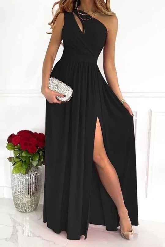 Brette | Robe de soirée une épaule avec fente pour femmes